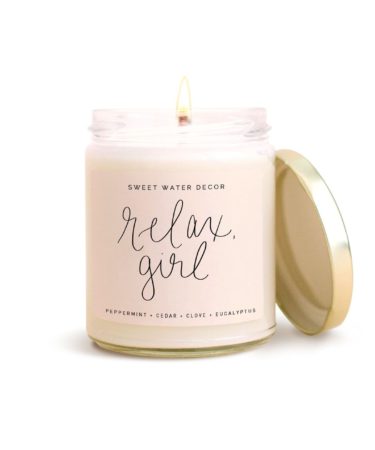 Relax, Girl Soy Candle-pink safety matches-Teddybear-chocolates-birthday balloons-gratitude glass jar-gratitude glass jar-gratitude keepsake gifts-memories glass jar-Same-Day-Flower Delivery-Las-Vegas-Henderson-NV Roses