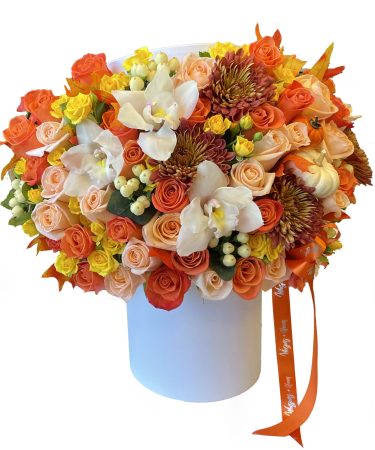 Types of Congratulations Flowers orange and yellow flower box