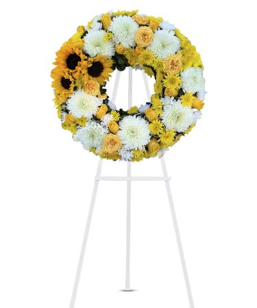Sympathy Flowers for October-Yellow and White Funeral Flower Wreath